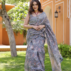 Mayuri Handblock Chanderi Saree