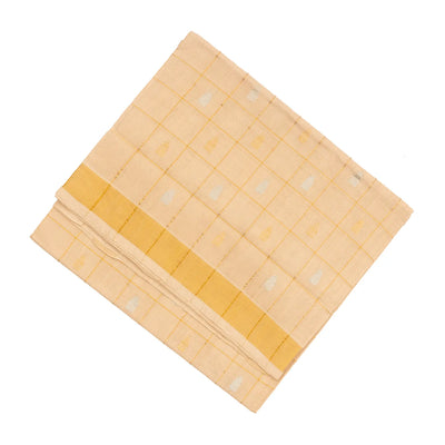 Cream Handloom Venkatagiri Cotton Saree With Checks & Buttas