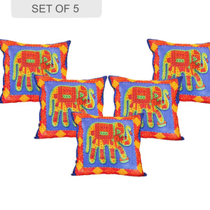 Blue Jaisalmer handmade Embroidery with Thread work Elephant Print Cushion cover