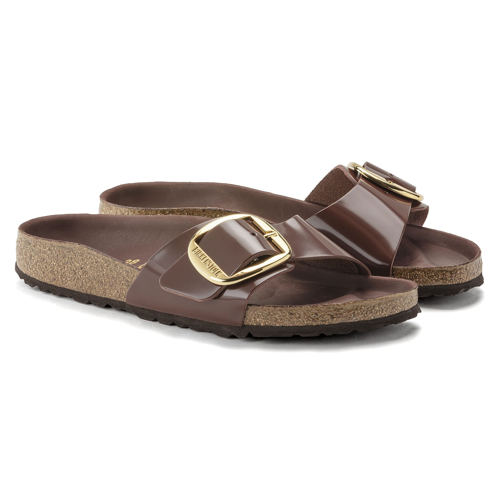 Madrid Big Buckle Natural Leather Patent