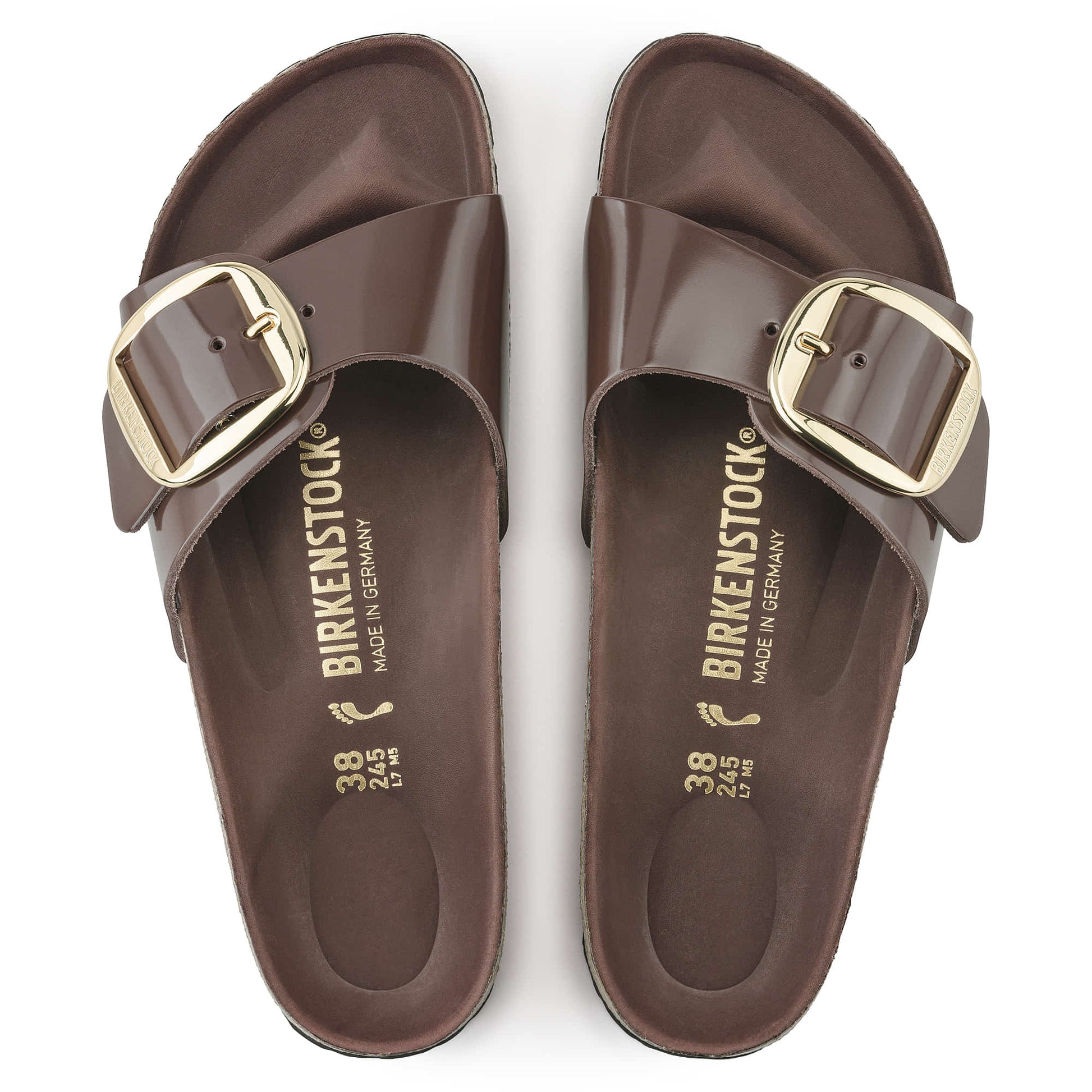 Madrid Big Buckle Natural Leather Patent