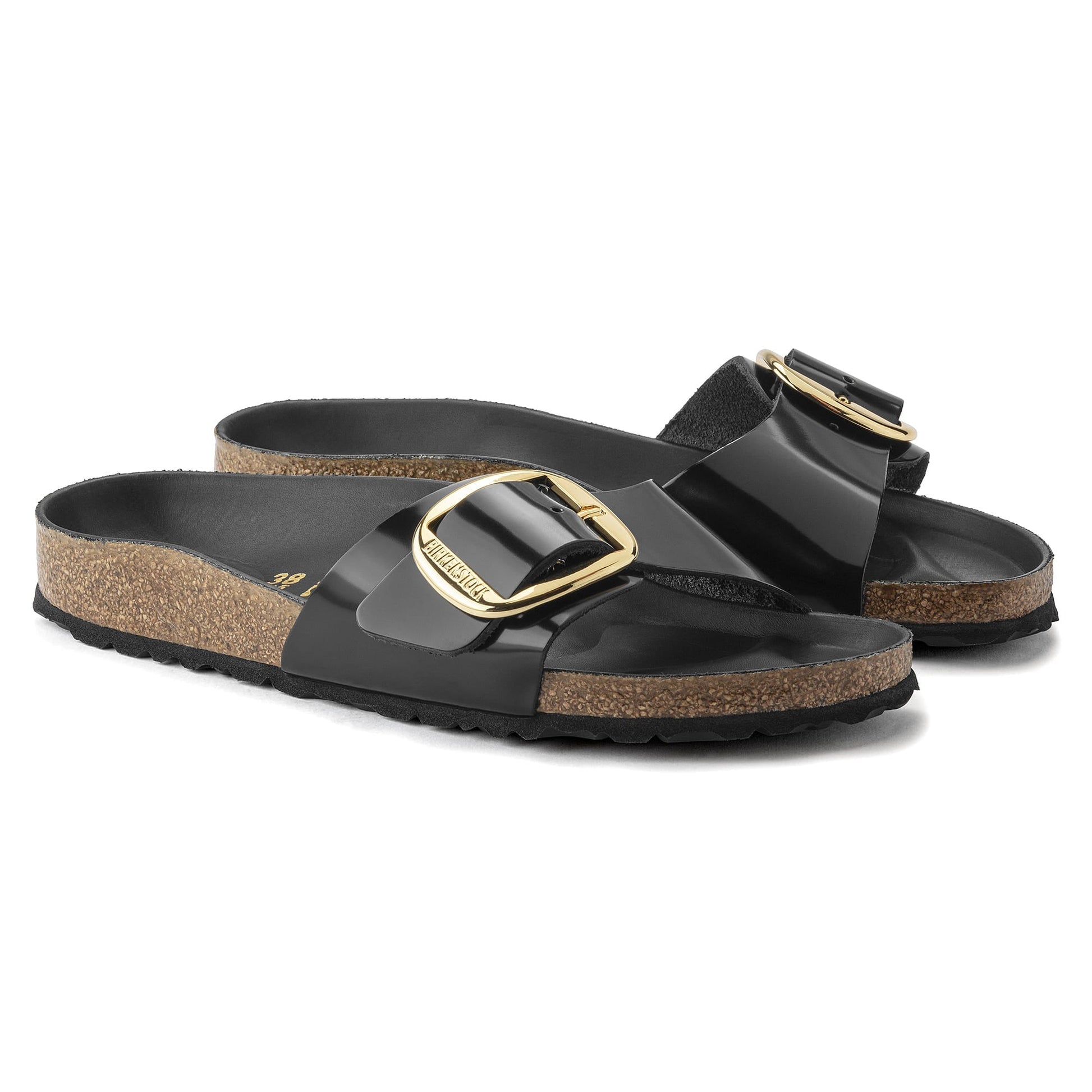Madrid Big Buckle Natural Leather Patent