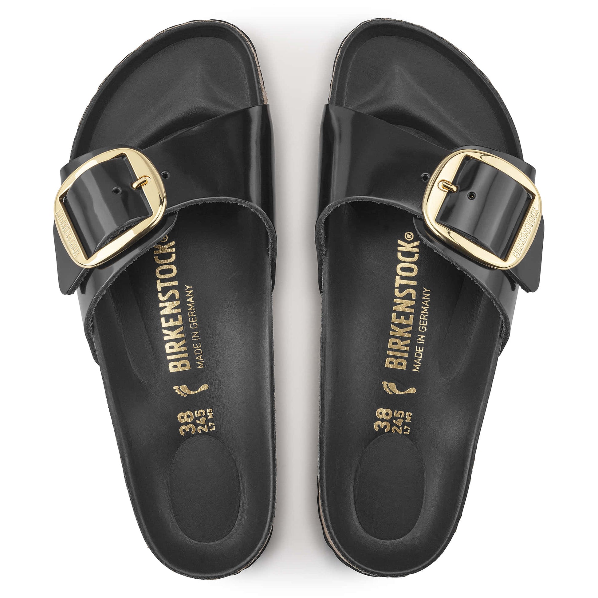 Madrid Big Buckle Natural Leather Patent