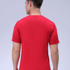 Men's Red Slim Fit Graphic Printed T-Shirt