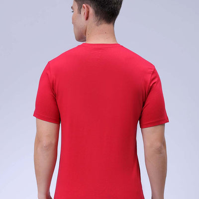 Men's Red Slim Fit Graphic Printed T-Shirt