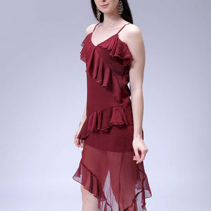 Women's Brown Fit and Flare Solid Asymmetric Dress