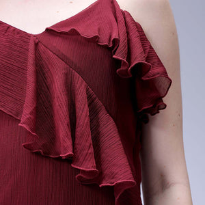 Women's Brown Fit and Flare Solid Asymmetric Dress