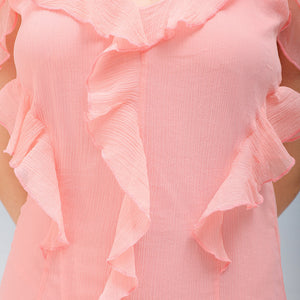 Women's Solid A-Line Ruffle Dress