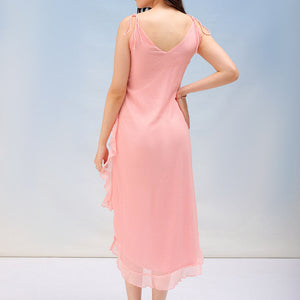 Women's Solid A-Line Asymmetric Dress