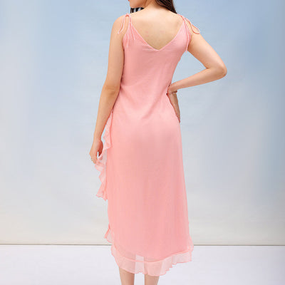 Women's Solid A-Line Asymmetric Dress