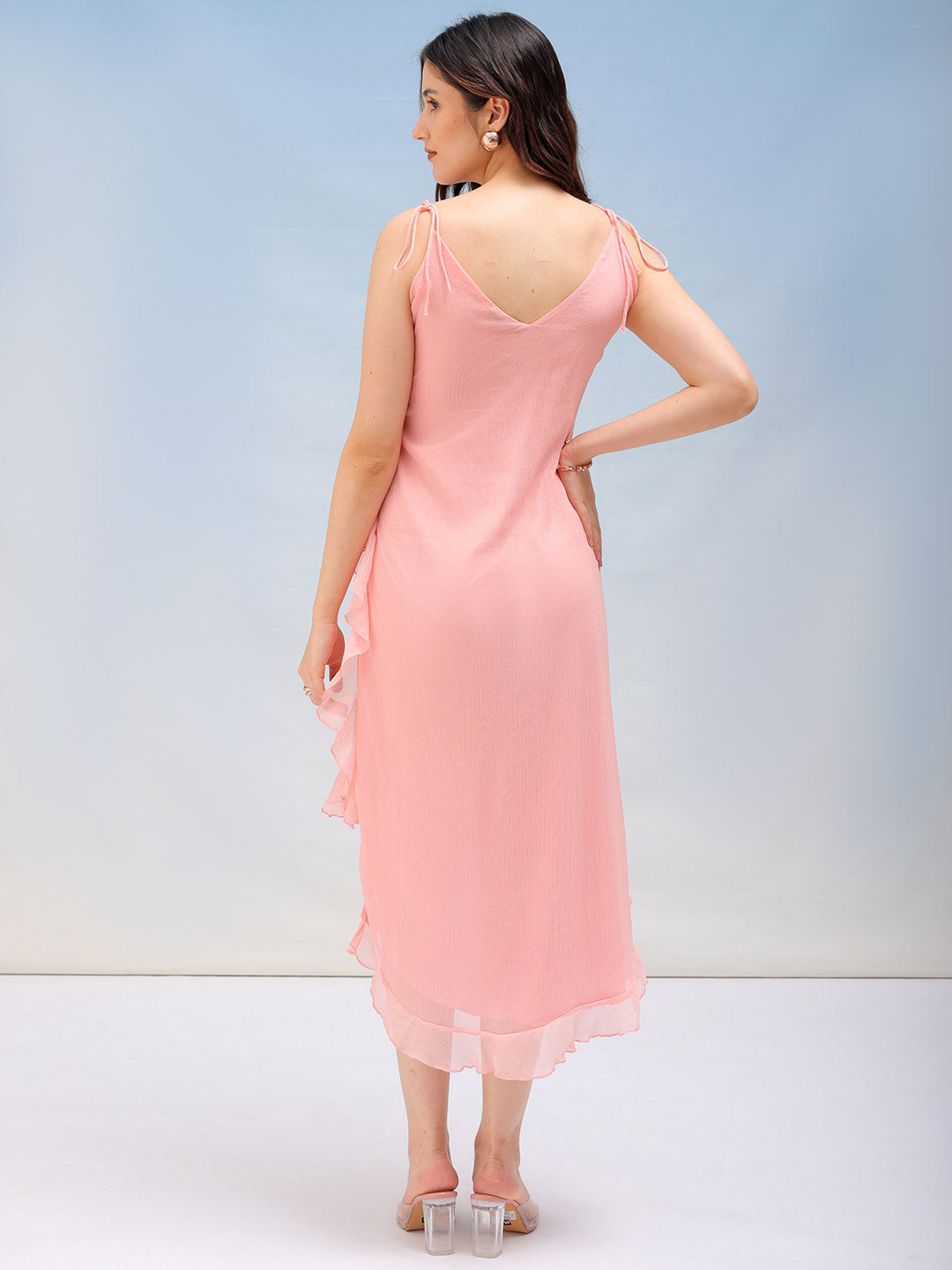 Women's Solid A-Line Asymmetric Dress