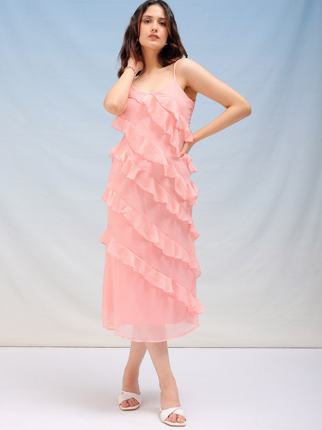 Women's Solid A-Line Asymmetric Dress
