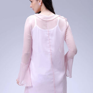 Women's Pink A-Line Solid Ruffle Dress
