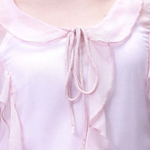 Women's Pink A-Line Solid Ruffle Dress