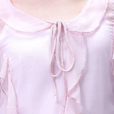 Women's Pink A-Line Solid Ruffle Dress