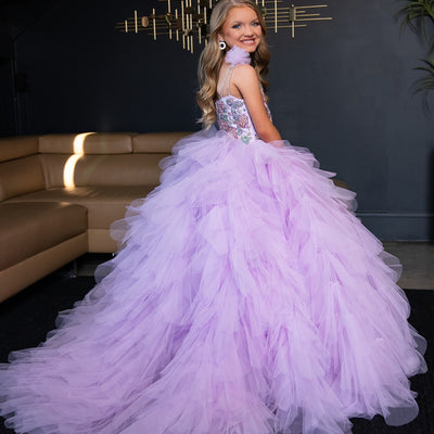Girl's Sleeveless Ruffled Gown by Rachel Allan 10230