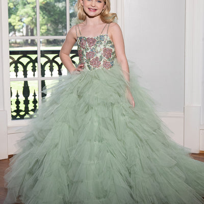 Girl's Sleeveless Ruffled Gown by Rachel Allan 10230