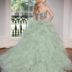 Girl's Sleeveless Ruffled Gown by Rachel Allan 10230