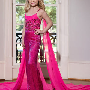 Girl's Beaded Sleeveless Jumpsuit by Rachel Allan 10233