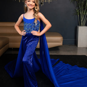 Girl's Beaded Sleeveless Jumpsuit by Rachel Allan 10233