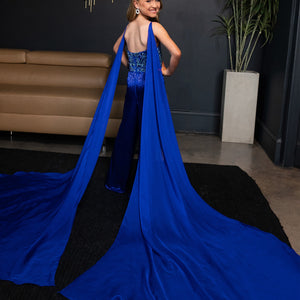 Girl's Beaded Sleeveless Jumpsuit by Rachel Allan 10233