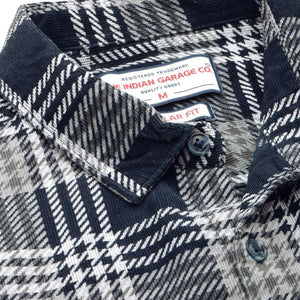 Men's Navy Blue Regular Fit Checked Casual Overshirt