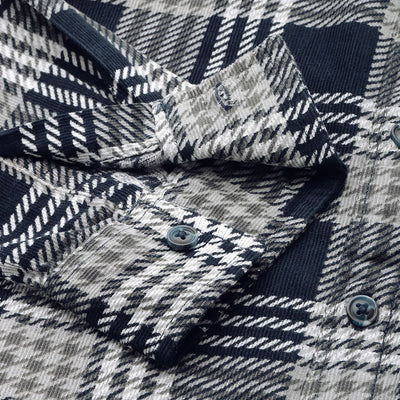 Men's Navy Blue Regular Fit Checked Casual Overshirt