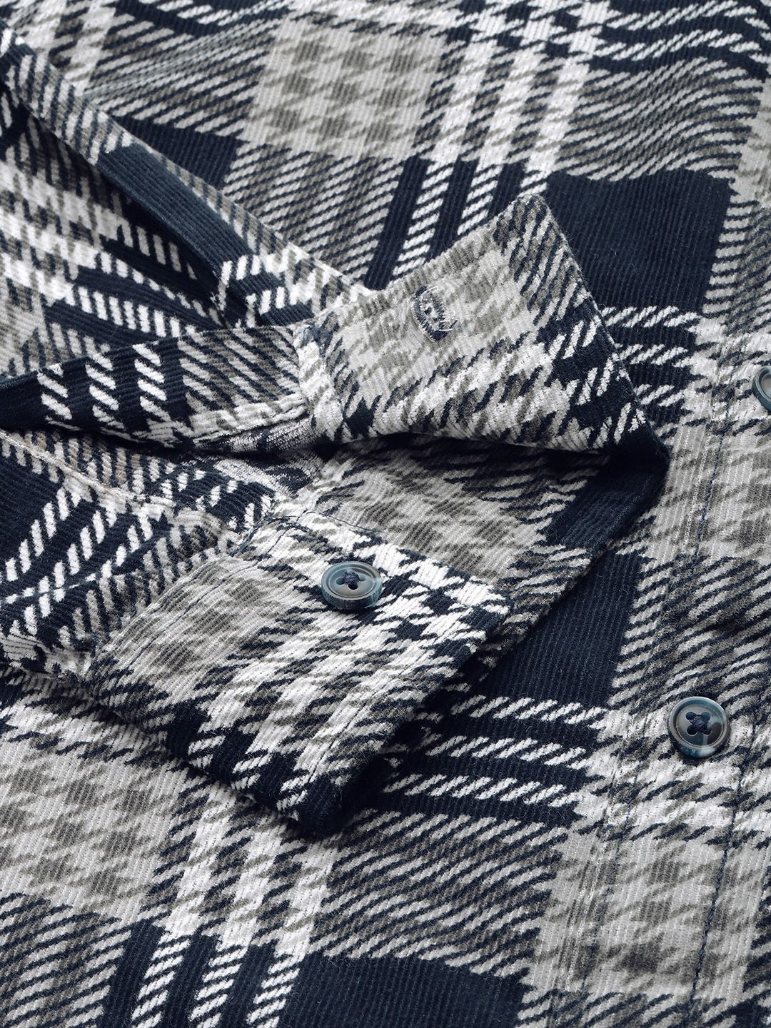 Men's Navy Blue Regular Fit Checked Casual Overshirt