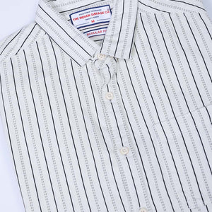 Men's Cream Regular Fit Striped Corduroy Casual Overshirt