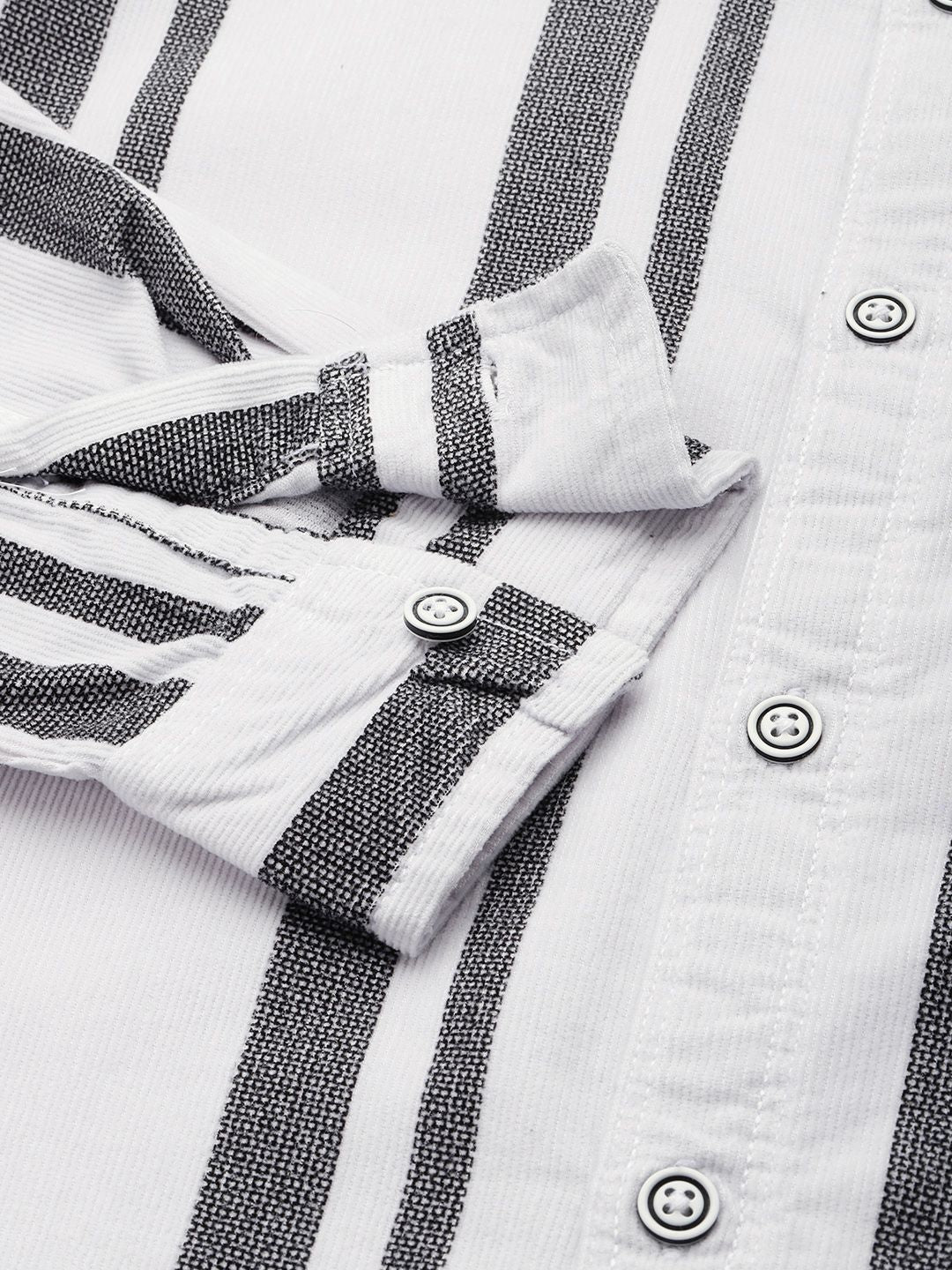 Men's White Regular Fit Printed Casual Overshirt