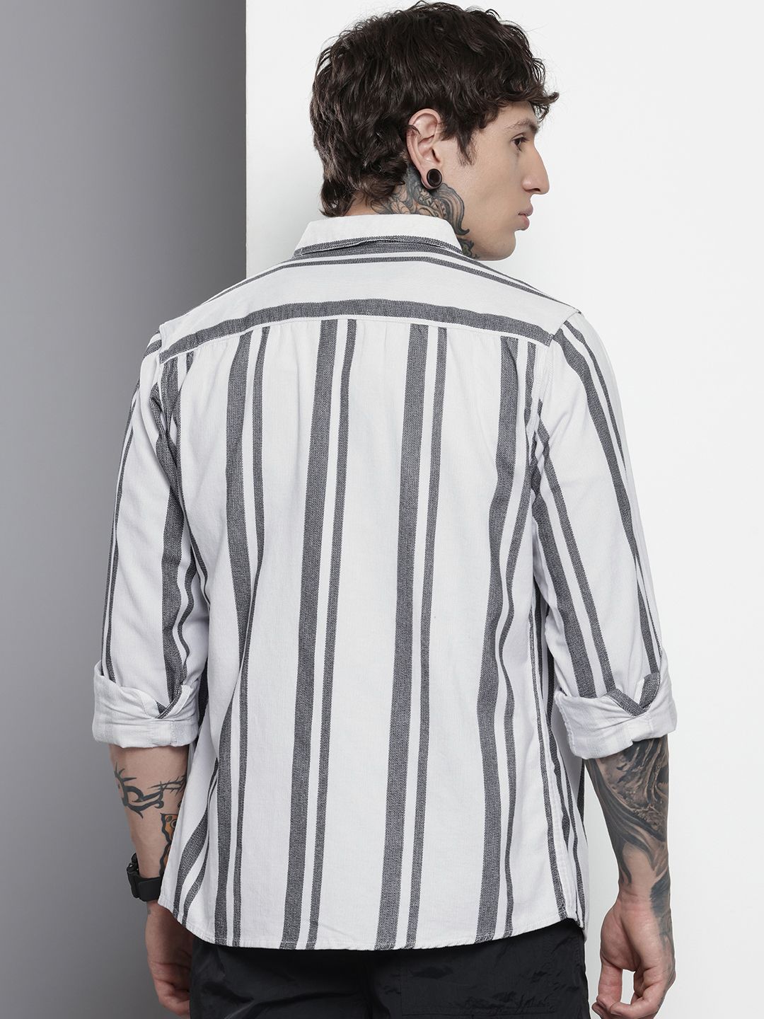 Men's White Regular Fit Printed Casual Overshirt