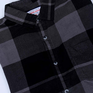 Men's Grey Regular Fit Checked Corduroy Casual Overshirt