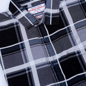 Men's Grey Regular Fit Checked Corduroy Casual Overshirt