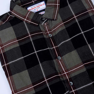 Men's Olive Regular Fit Checked Corduroy Casual Overshirt