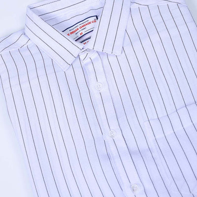 Men's White Slim Fit Striped Linen Casual Shirt