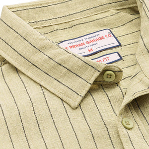 Men's Olive Slim Fit Striped Casual Shirt