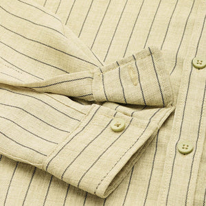 Men's Olive Slim Fit Striped Casual Shirt