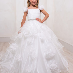 Girl's Organza Off Shoulder Gown by Rachel Allan 10240