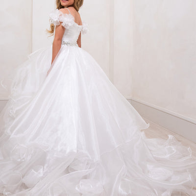 Girl's Organza Off Shoulder Gown by Rachel Allan 10240