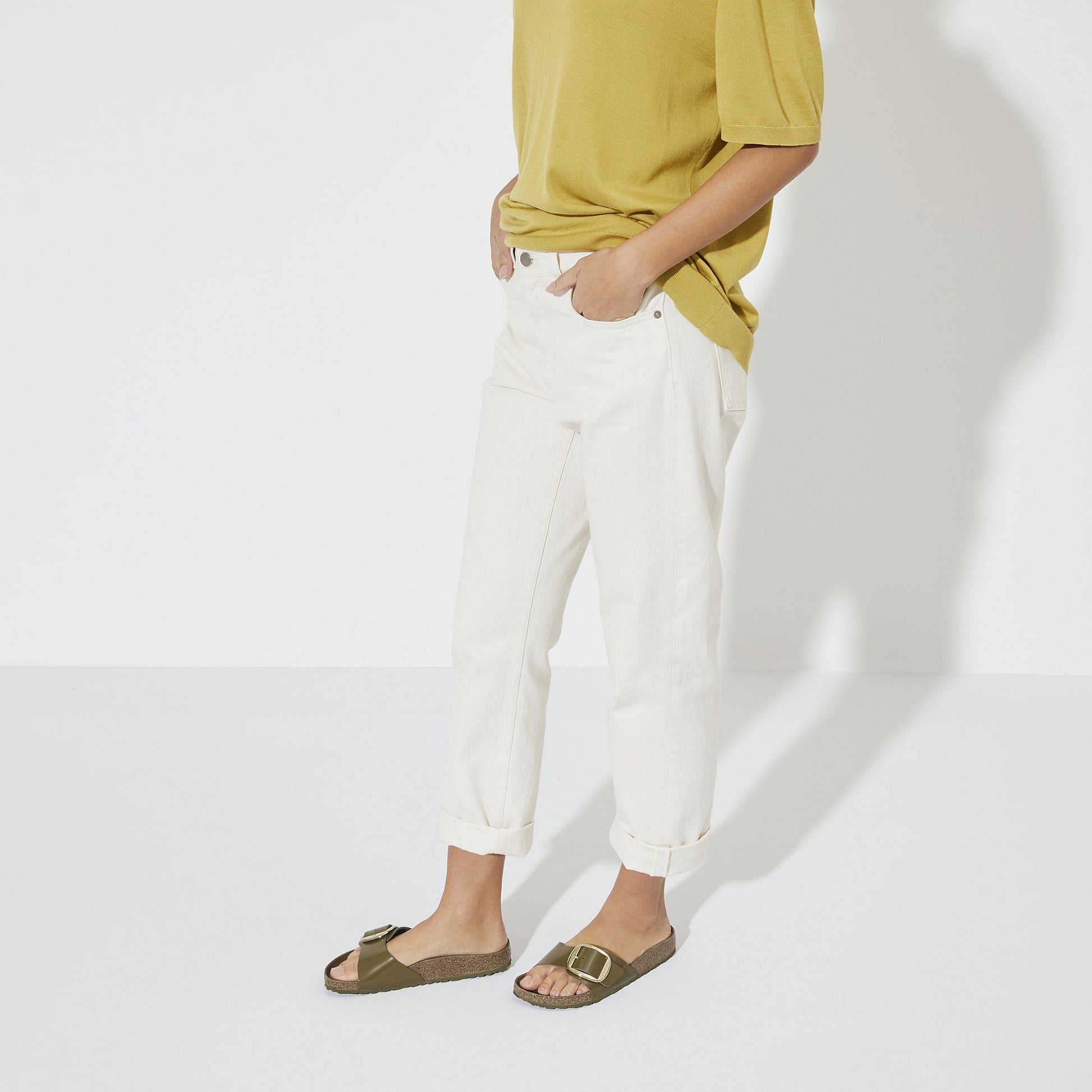 Madrid Big Buckle Natural Leather Patent