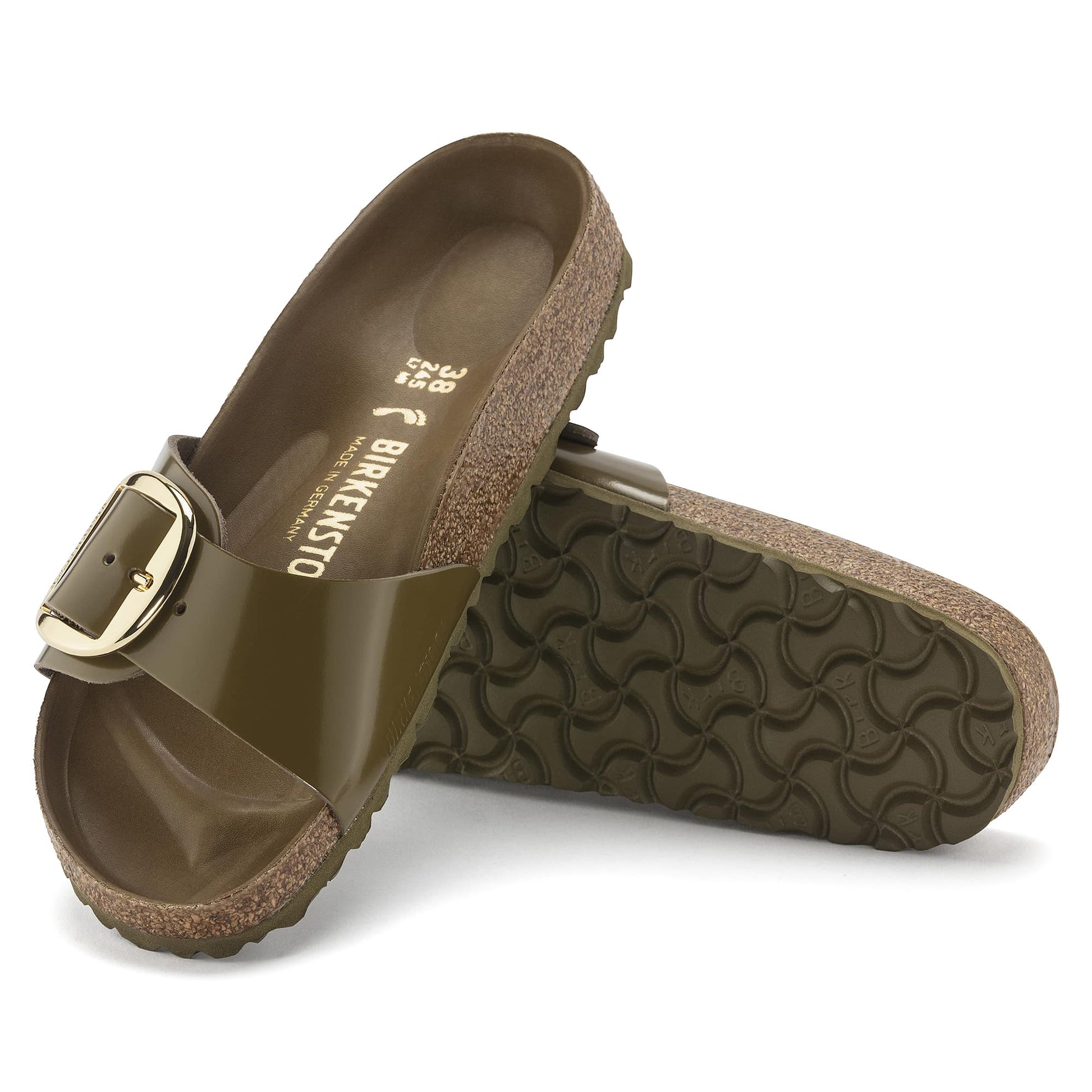 Madrid Big Buckle Natural Leather Patent