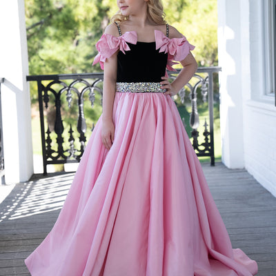 Girl's Taffeta Cold Shoulder Gown by Rachel Allan 10242