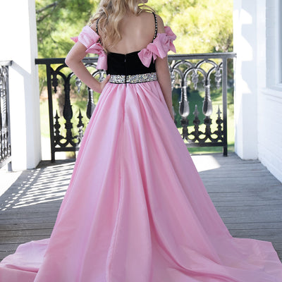 Girl's Taffeta Cold Shoulder Gown by Rachel Allan 10242