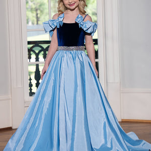 Girl's Taffeta Cold Shoulder Gown by Rachel Allan 10242
