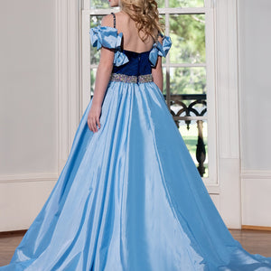 Girl's Taffeta Cold Shoulder Gown by Rachel Allan 10242