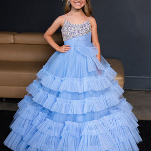 Girl's Sleeveless Tiered Gown by Rachel Allan 10245