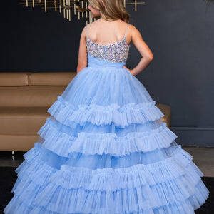 Girl's Sleeveless Tiered Gown by Rachel Allan 10245