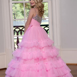 Girl's Sleeveless Tiered Gown by Rachel Allan 10245