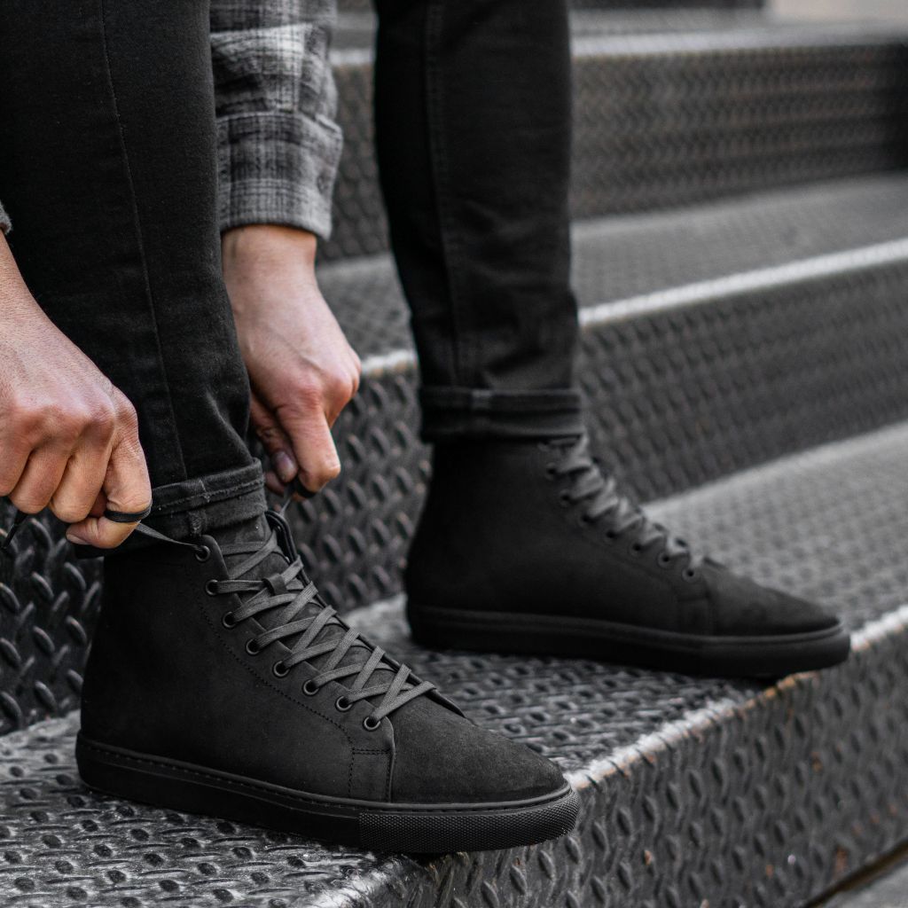 mens all black high top sneakers