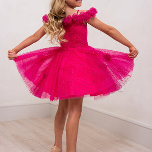 Girl's Short Off Shoulder Dress by Rachel Allan 10251
